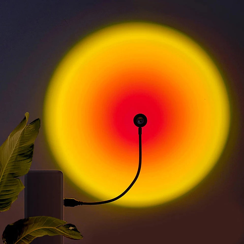 1x USB Sunset Lamp LED Rainbow Neon Night Light Projector