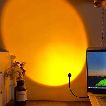 1x USB Sunset Lamp LED Rainbow Neon Night Light Projector