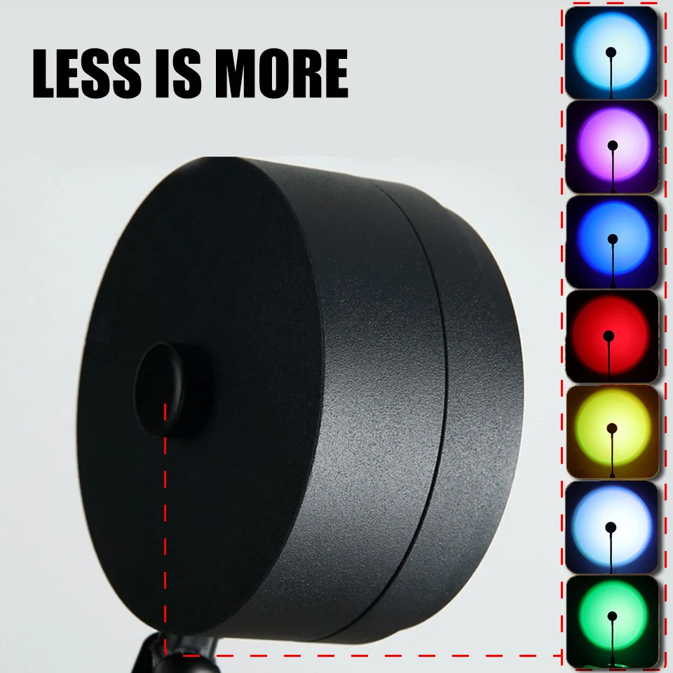 1x USB Sunset Lamp LED Rainbow Neon Night Light Projector